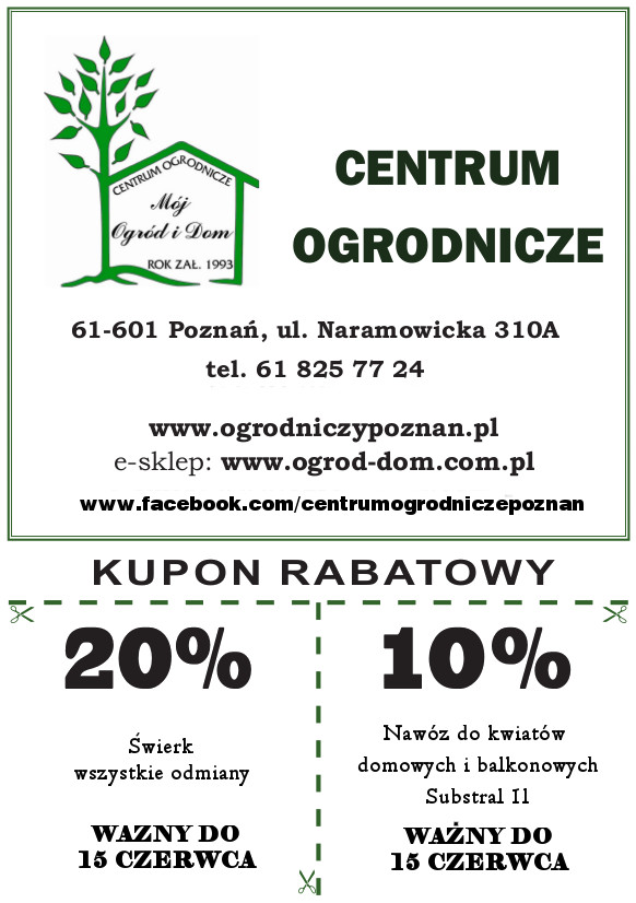 Kupon rabatowy do centrum ogrodniczego Mój Ogród i Dom Naramowicka